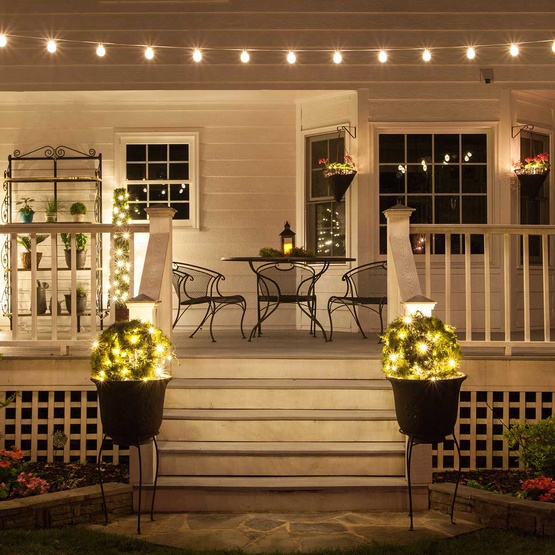 10' G50 Warm White FlexFilament TM LED Shatterproof Globe String Lights, E12 Base, White Wire