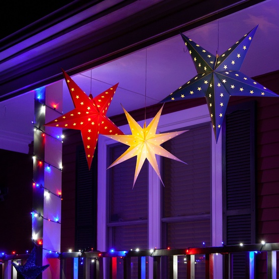 70 5mm LED Patriotic Red, White and Blue Lights, 4" Spacing