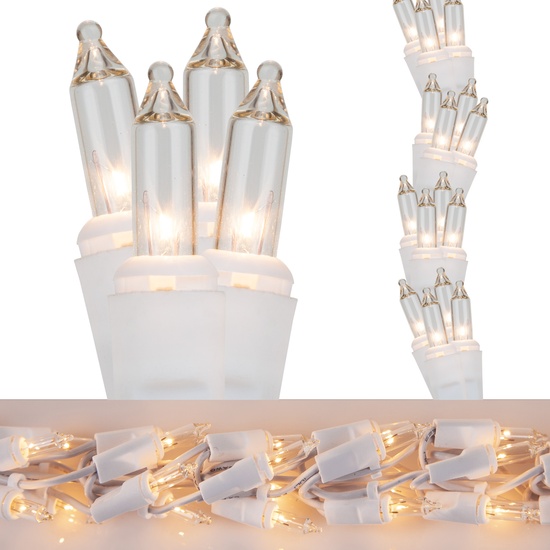 18' Garland Lights, 600 Clear Lamps, White Wire