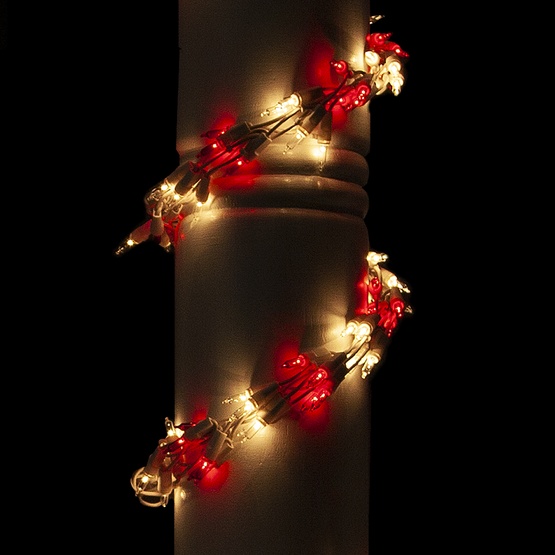18' Garland Lights, 600 Red/Clear Lights, White Wire