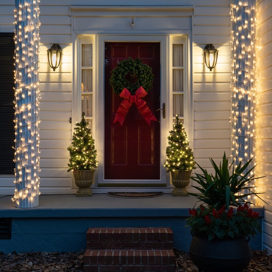 6" x 15' Column Wrap - 150 Clear Lights - White Wire