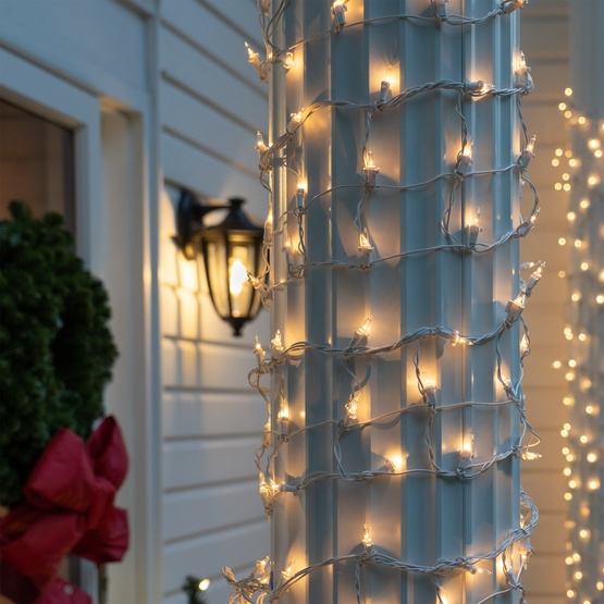 6" x 15' Column Wrap - 150 Clear Lights - White Wire