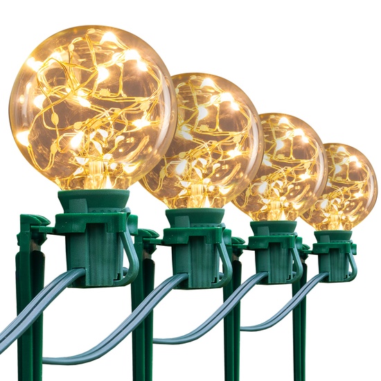 G50 Warm White LEDimagine TM Fairy Light Bulb Garden Pathway Lights, 25 Lights, 7.5 Inch Stakes, 25'