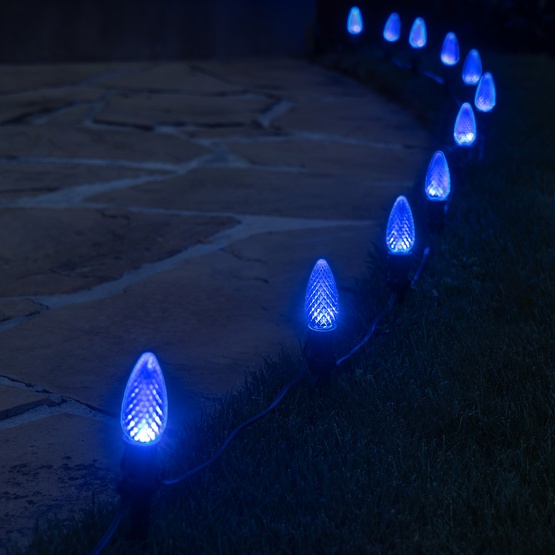 C9 Blue OptiCore LED Pathway Lights, 25 Lights, 25', 5 Inch PathPRO Stakes