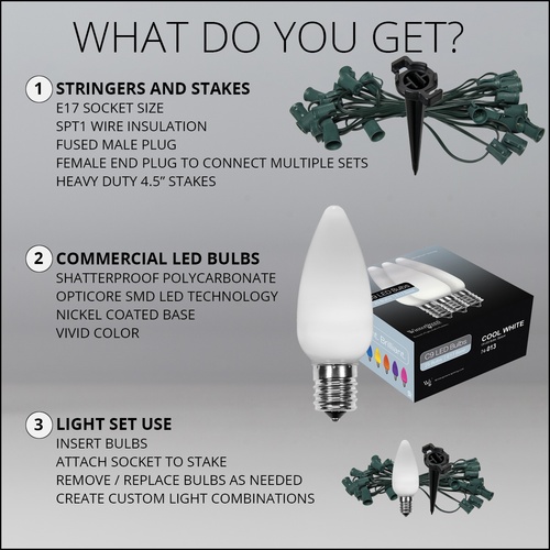 Christmas Pathway Lights C9 Cool White Smooth Opticore Christmas LED