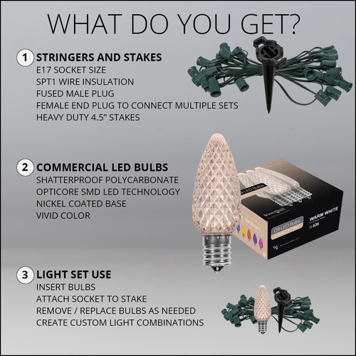 Christmas Pathway Lights C9 Warm White Opticore Christmas LED Pathway