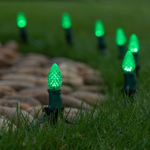 C7 Green OptiCore LED Pathway Lights, 25 Lights, 25', 5 Inch PathPRO Stakes