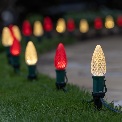 C9 Red / Warm White OptiCore LED Pathway Lights, 50 Lights, 50', 5 Inch PathPRO Stakes
