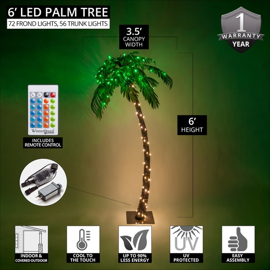 5' LED Curved Lighted Palm Tree