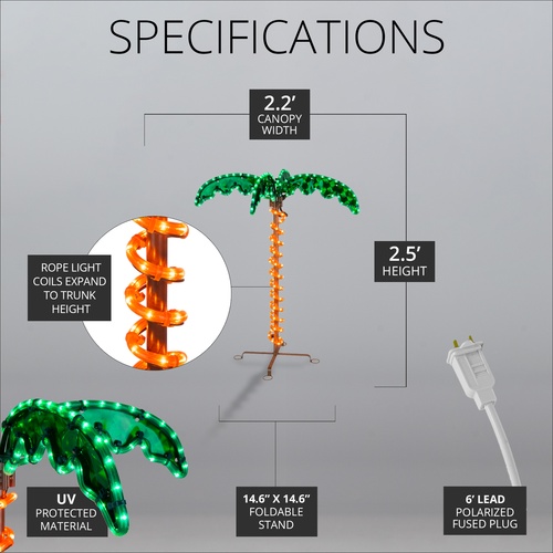 2.5' Deluxe LED Lighted Palm Tree