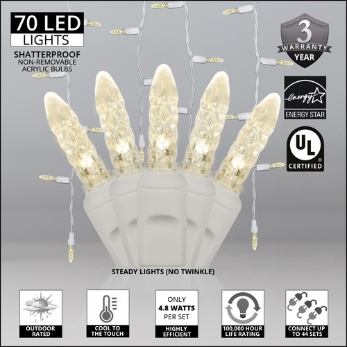 70 M5 Warm White LED Icicle Lights