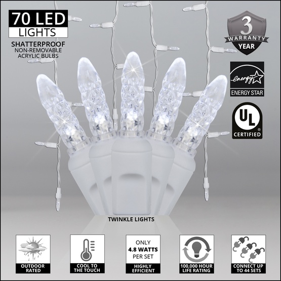 70 M5 Cool White Twinkle LED Icicle Lights