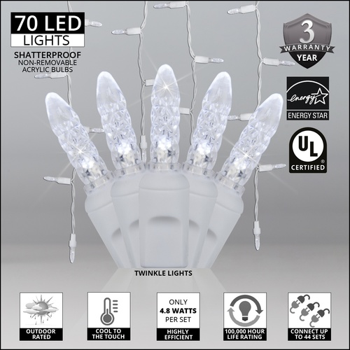 70 M5 Cool White Twinkle LED Icicle Lights