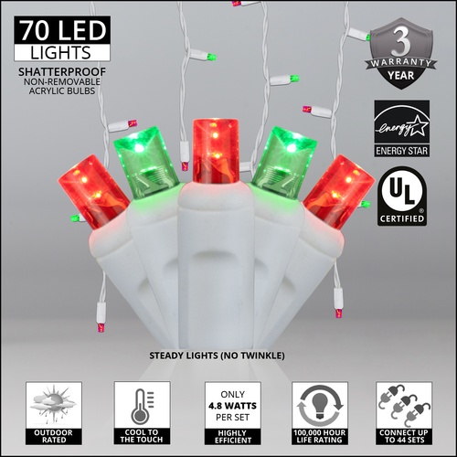 5mm Green, Red LED Icicle Lights