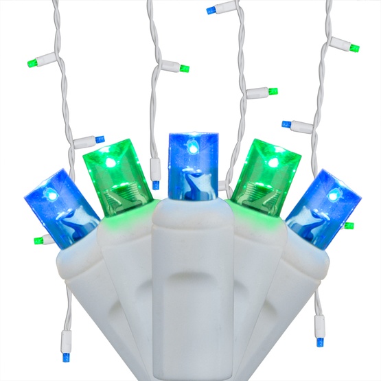 70 5mm Blue, Green LED Icicle Lights