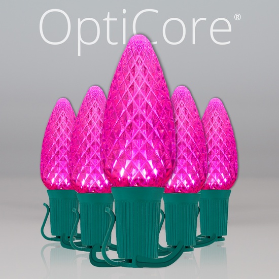 C9 Pink OptiCore Commercial LED Christmas String Lights, 25 Lights, 25'