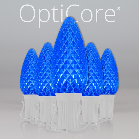 C9 Blue OptiCore Commercial LED Christmas String Lights, 25 Lights, 25'
