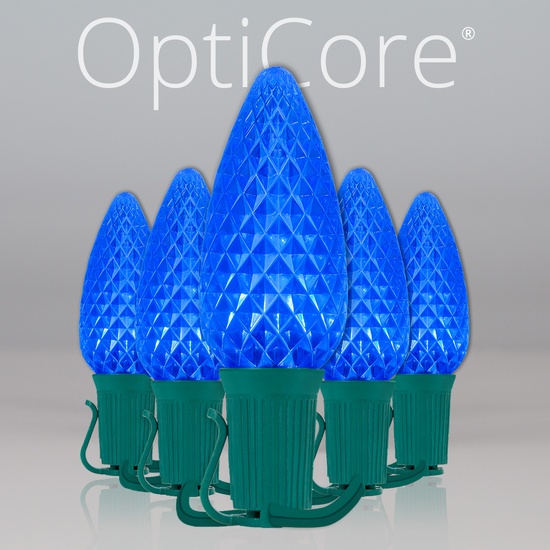 C9 Blue OptiCore Commercial LED Christmas String Lights, 25 Lights, 25'