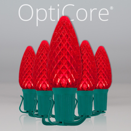 C9 Red OptiCore Commercial LED Christmas String Lights, 25 Lights, 25'
