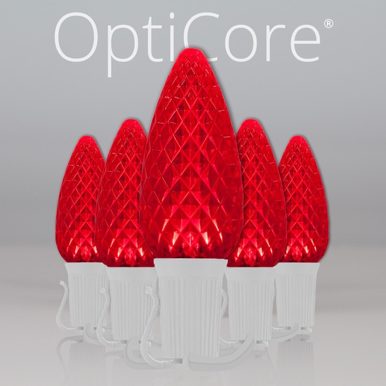 C9 Red OptiCore Commercial LED Christmas String Lights, 25 Lights, 25'