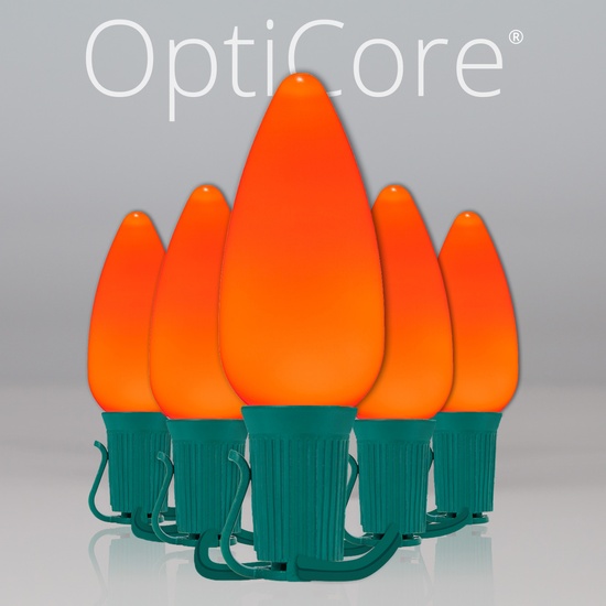 C9 Amber Smooth OptiCore Commercial LED Halloween String Lights, 25 Lights, 25'