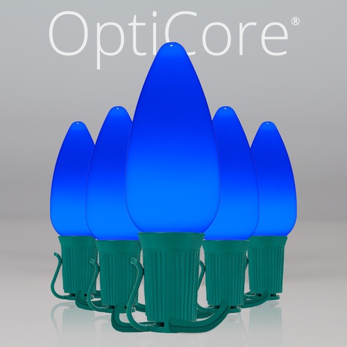 C9 Blue Smooth OptiCore Commercial LED Christmas String Lights, 25 Lights, 25'