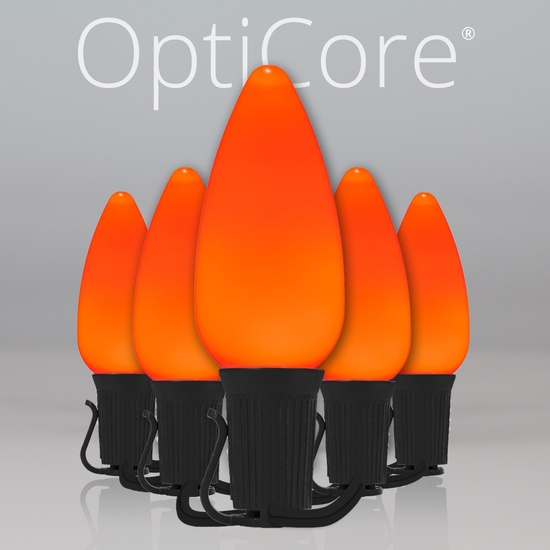 C9 Amber Smooth OptiCore Commercial LED Halloween String Lights, 25 Lights, 25'