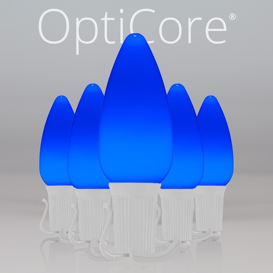 C9 Blue Smooth OptiCore Commercial LED Christmas String Lights, 25 Lights, 25'