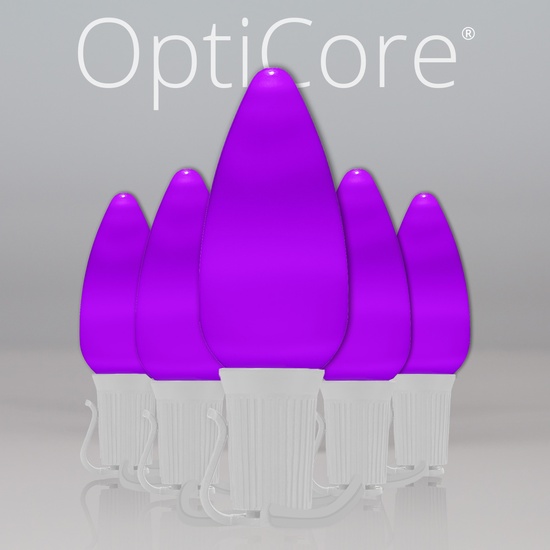 C9 Purple Smooth OptiCore Commercial LED Christmas String Lights, 25 Lights, 25'