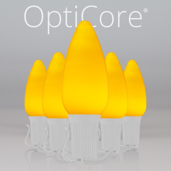 C9 Gold Smooth OptiCore Commercial LED Christmas String Lights, 25 Lights, 25'