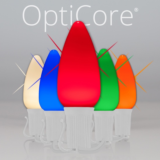 C9 Multicolor Twinkle Smooth OptiCore Commercial LED Christmas String Lights, 25 Lights, 25'