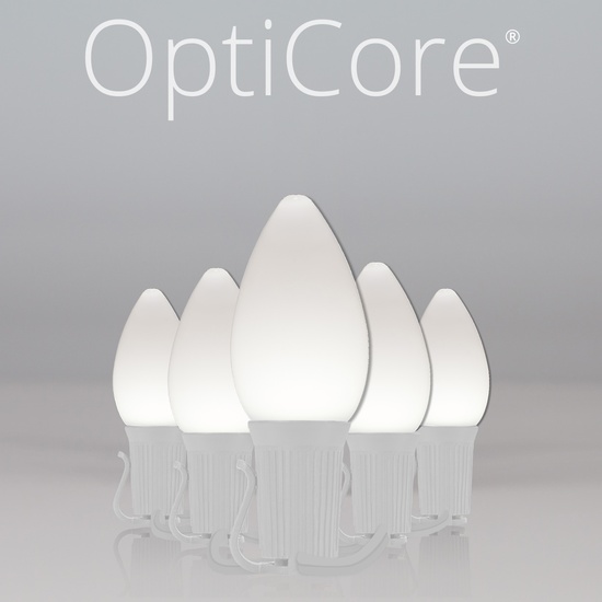 C7 Cool White Smooth OptiCore Commercial LED Christmas String Lights, 25 Lights, 25'