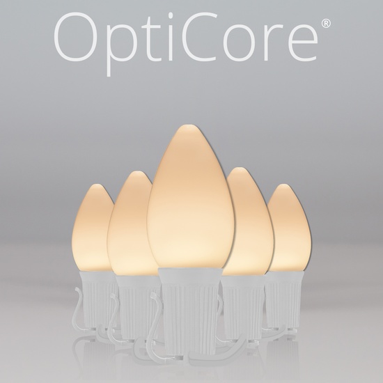 C7 Warm White Smooth OptiCore Commercial LED Christmas String Lights, 25 Lights, 25'