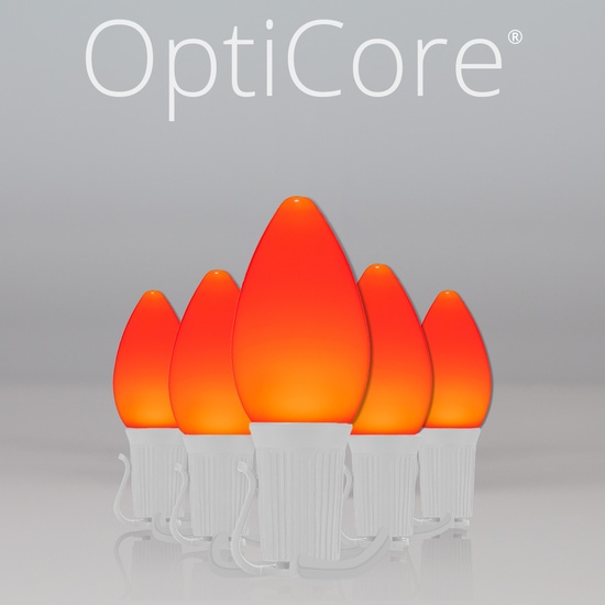 C7 Amber Smooth OptiCore Commercial LED Halloween String Lights, 25 Lights, 25'