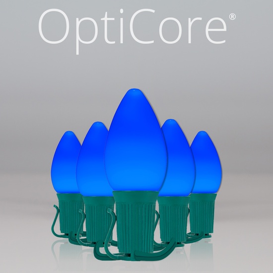 C7 Blue Smooth OptiCore Commercial LED Christmas String Lights, 25 Lights, 25'