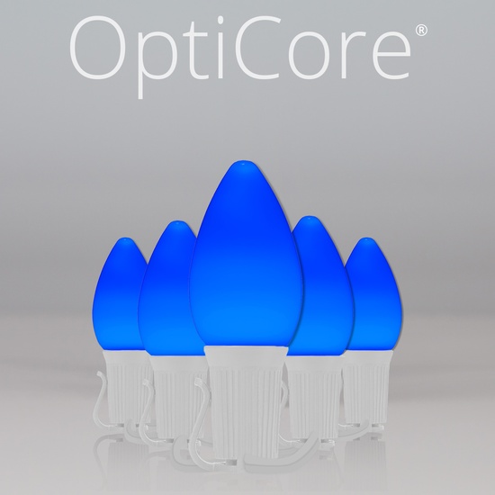 C7 Blue Smooth OptiCore Commercial LED Christmas String Lights, 25 Lights, 25'