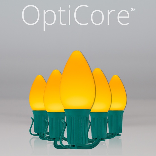 C7 Gold Smooth OptiCore Commercial LED Christmas String Lights, 25 Lights, 25'