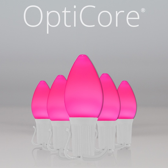 C7 Pink Smooth OptiCore Commercial LED, 25 Lights, 25'