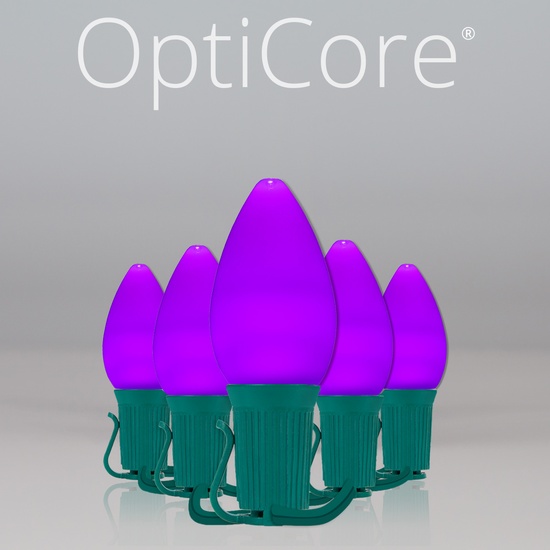 C7 Purple Smooth OptiCore Commercial LED Halloween String Lights Christmas String Lights, 25 Lights, 25'