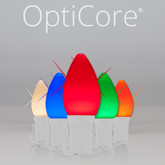 C7 Multicolor Twinkle Smooth OptiCore Commercial LED Christmas String Lights, 25 Lights, 25'