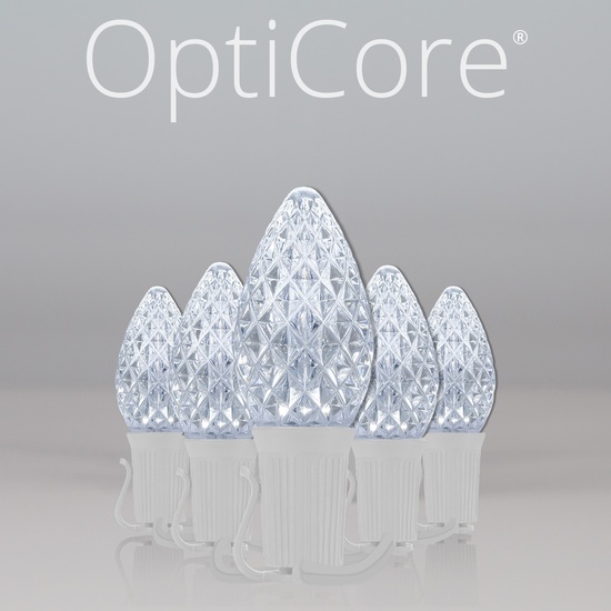 C7 Cool White OptiCore Commercial LED Christmas String Lights, 25 Lights, 25'