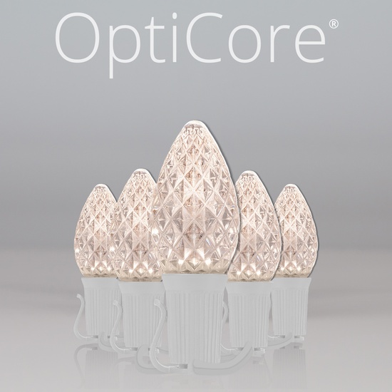 C7 Warm White OptiCore Commercial LED Christmas String Lights, 25 Lights, 25'