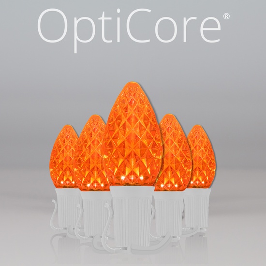 C7 Amber OptiCore Commercial LED Halloween String Lights, 25 Lights, 25'