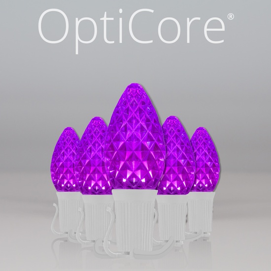 C7 Purple OptiCore Commercial LED Christmas String Lights, 25 Lights, 25'