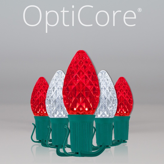 C7 Cool White / Red OptiCore Commercial LED, 50 Lights, 50'
