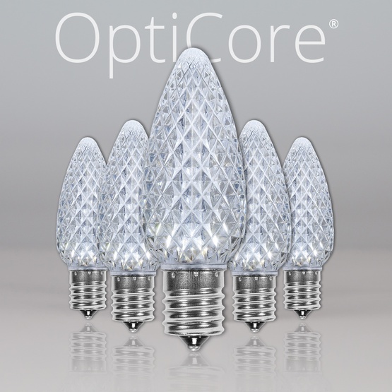 C9 Cool White OptiCore LED Christmas Light Bulbs, Box of 25