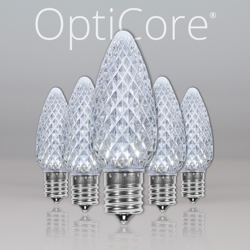 C9 Cool White OptiCore LED Christmas Light Bulbs, Box of 25