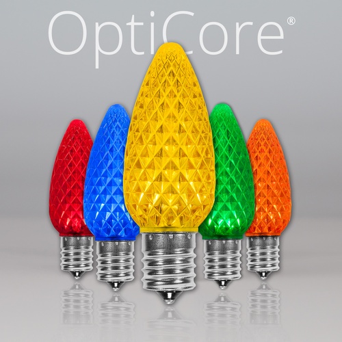 C9 Multicolor OptiCore LED Christmas Light Bulbs, Box of 25