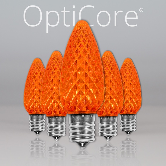 C9 Amber / Orange OptiCore LED Christmas Light Bulbs