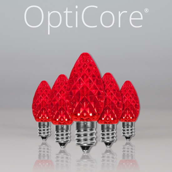 C7 Red OptiCore LED Christmas Light Bulbs